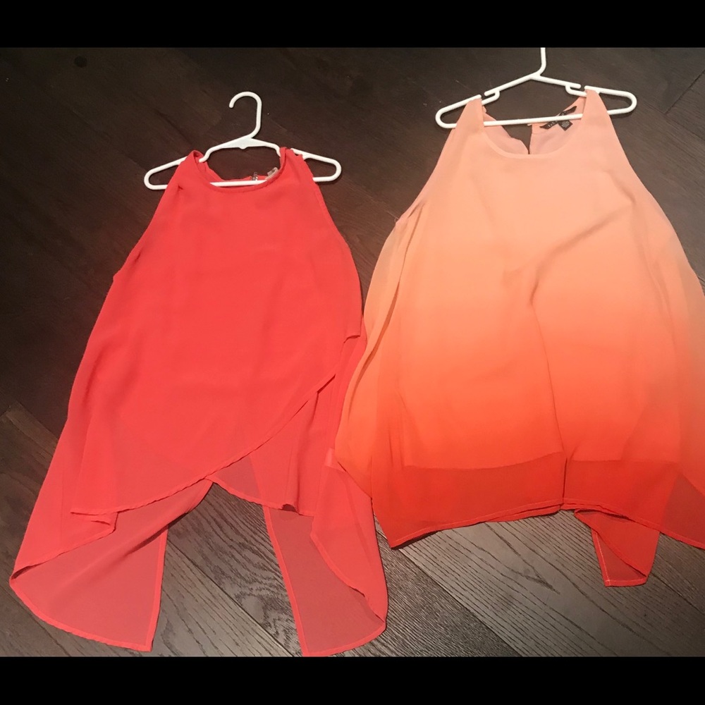 Bundle of 4 chiffon tank tops (2 coral , 2 plum)